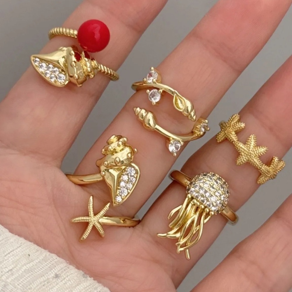 Gold and Red Women Rings